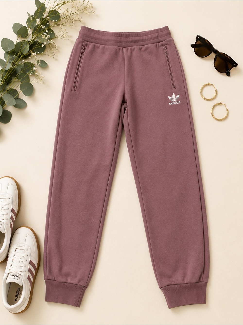 Adidas Originals Mauve Pink Fleece Jogger Sweatpants Women’s Large